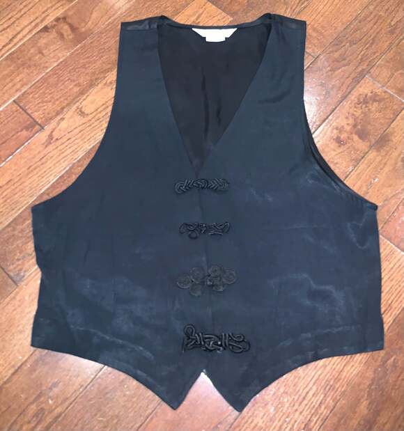 Casual Corner Jackets & Blazers - Vtg Casual Corner Black Frog Closure Vest Goth Dark Academia 90s